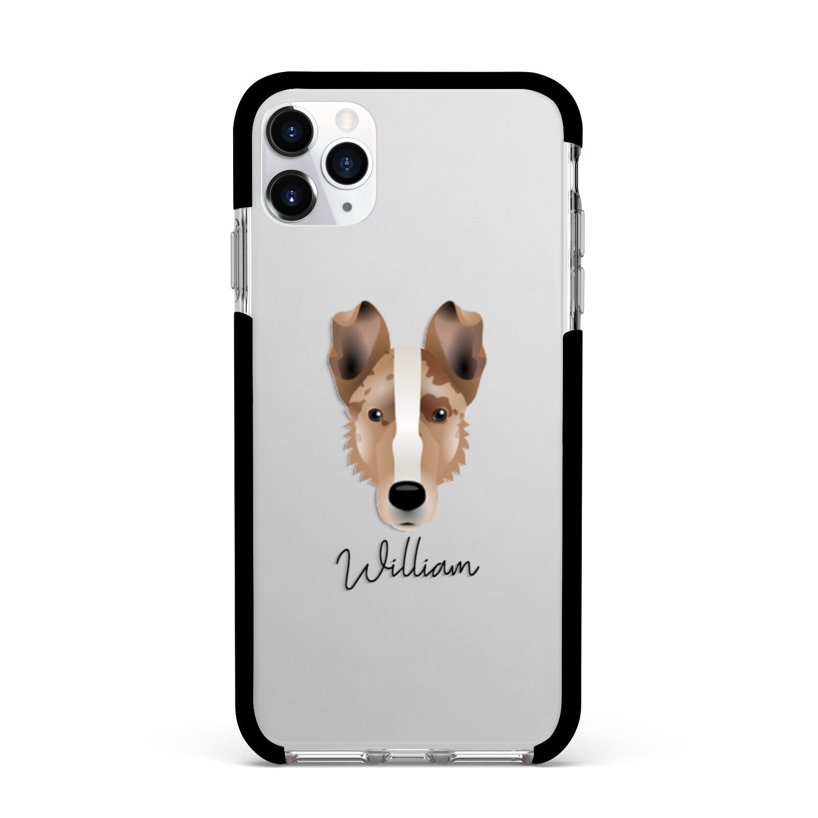 Smooth Collie Personalised Apple iPhone 11 Pro Max in Silver with Black Impact Case