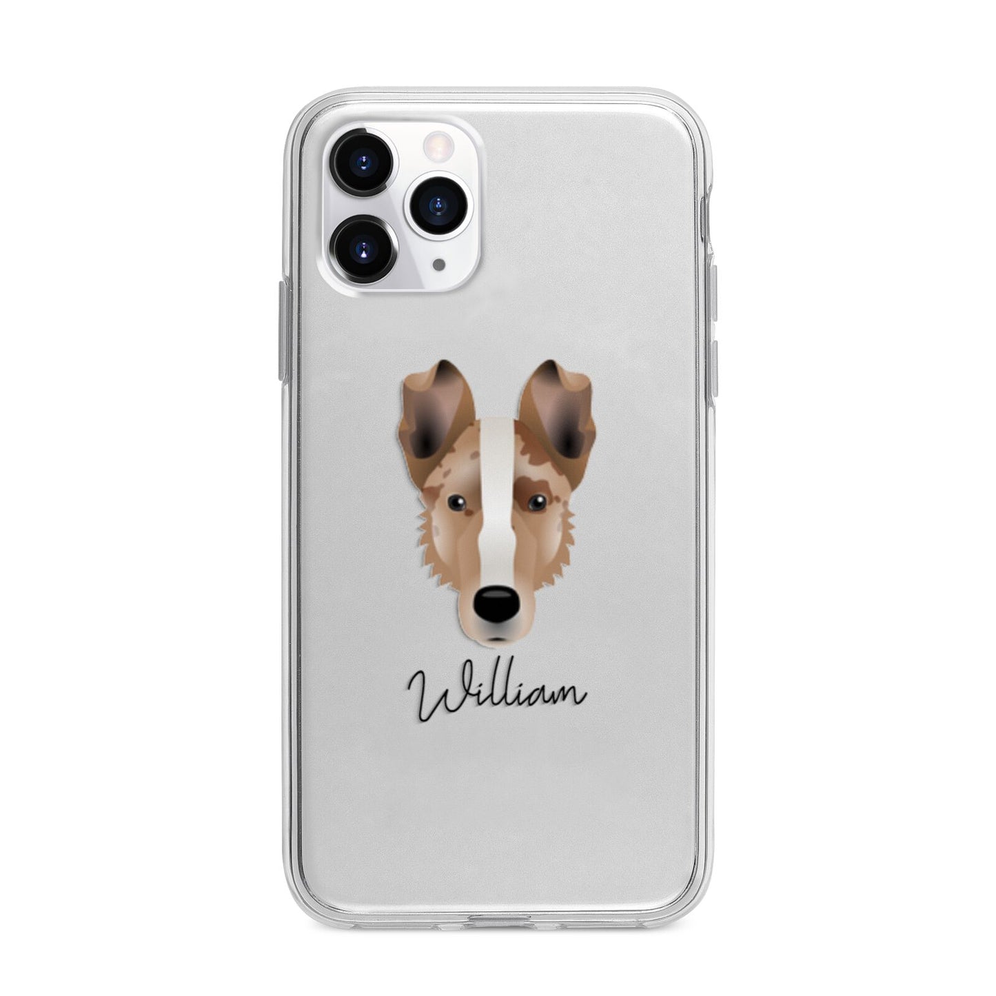 Smooth Collie Personalised Apple iPhone 11 Pro Max in Silver with Bumper Case