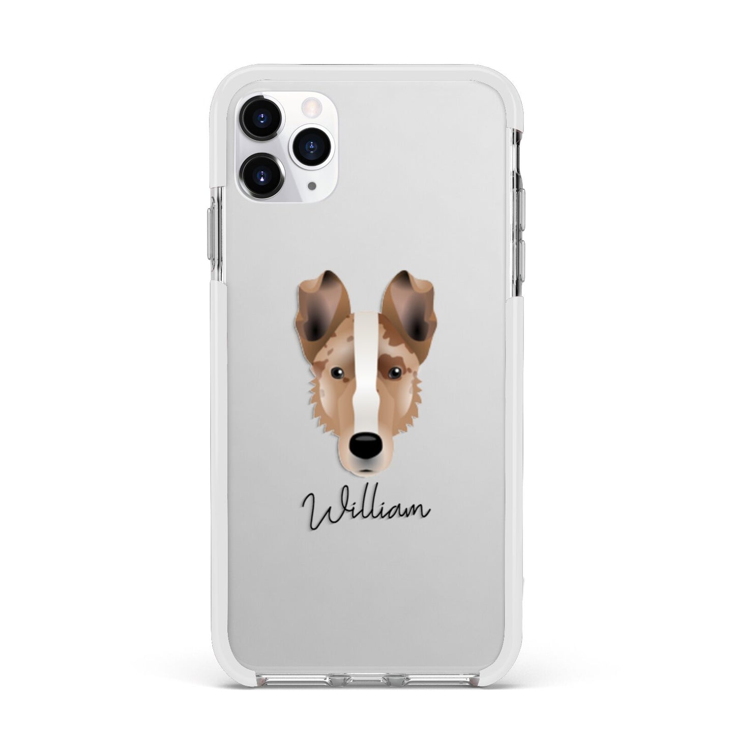 Smooth Collie Personalised Apple iPhone 11 Pro Max in Silver with White Impact Case