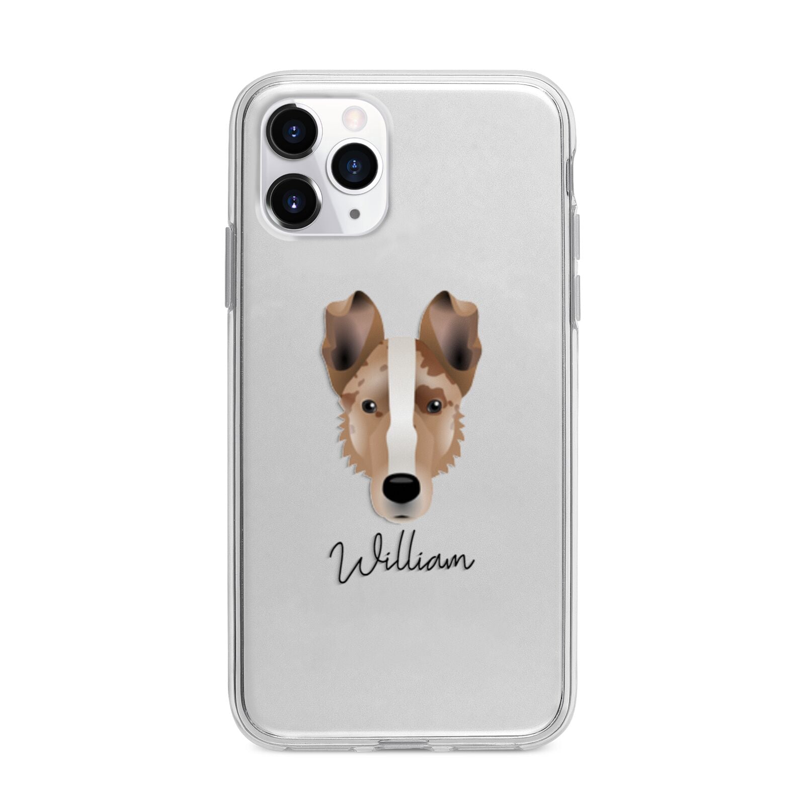 Smooth Collie Personalised Apple iPhone 11 Pro in Silver with Bumper Case