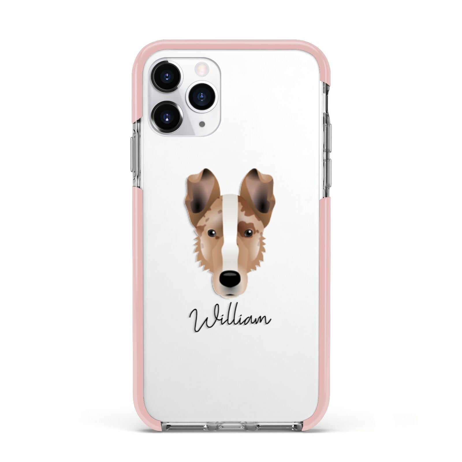 Smooth Collie Personalised Apple iPhone 11 Pro in Silver with Pink Impact Case