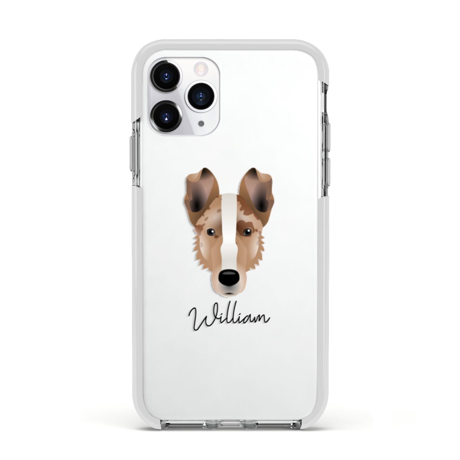 Smooth Collie Personalised Apple iPhone 11 Pro in Silver with White Impact Case