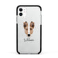 Smooth Collie Personalised Apple iPhone 11 in White with Black Impact Case