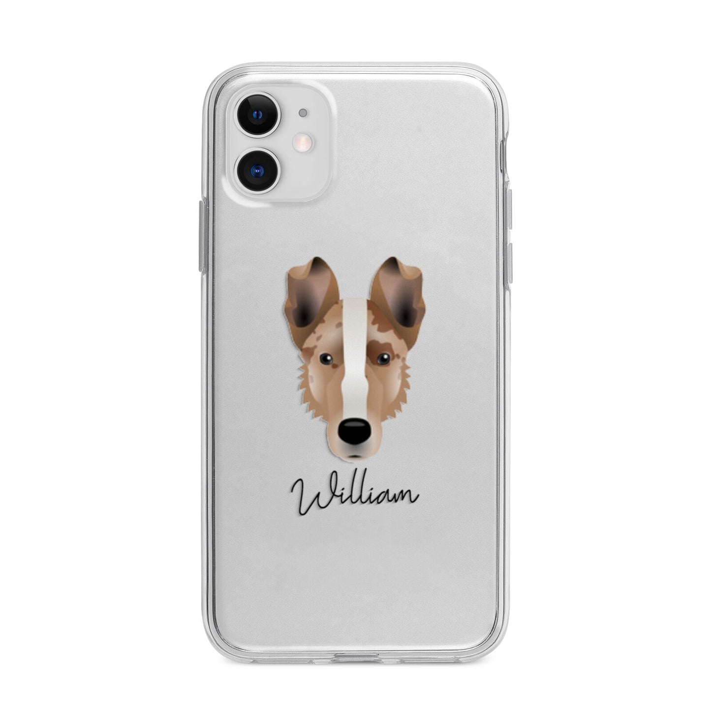 Smooth Collie Personalised Apple iPhone 11 in White with Bumper Case