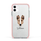 Smooth Collie Personalised Apple iPhone 11 in White with Pink Impact Case