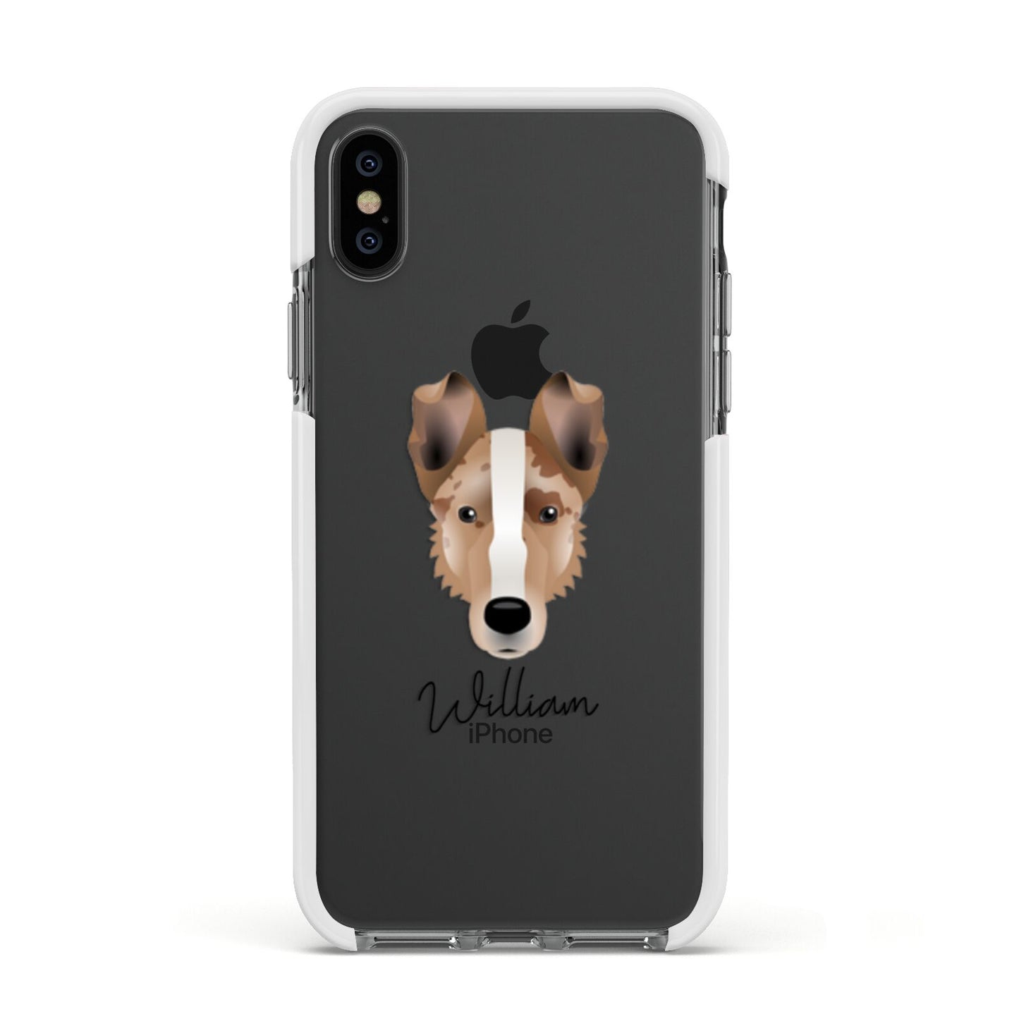 Smooth Collie Personalised Apple iPhone Xs Impact Case White Edge on Black Phone