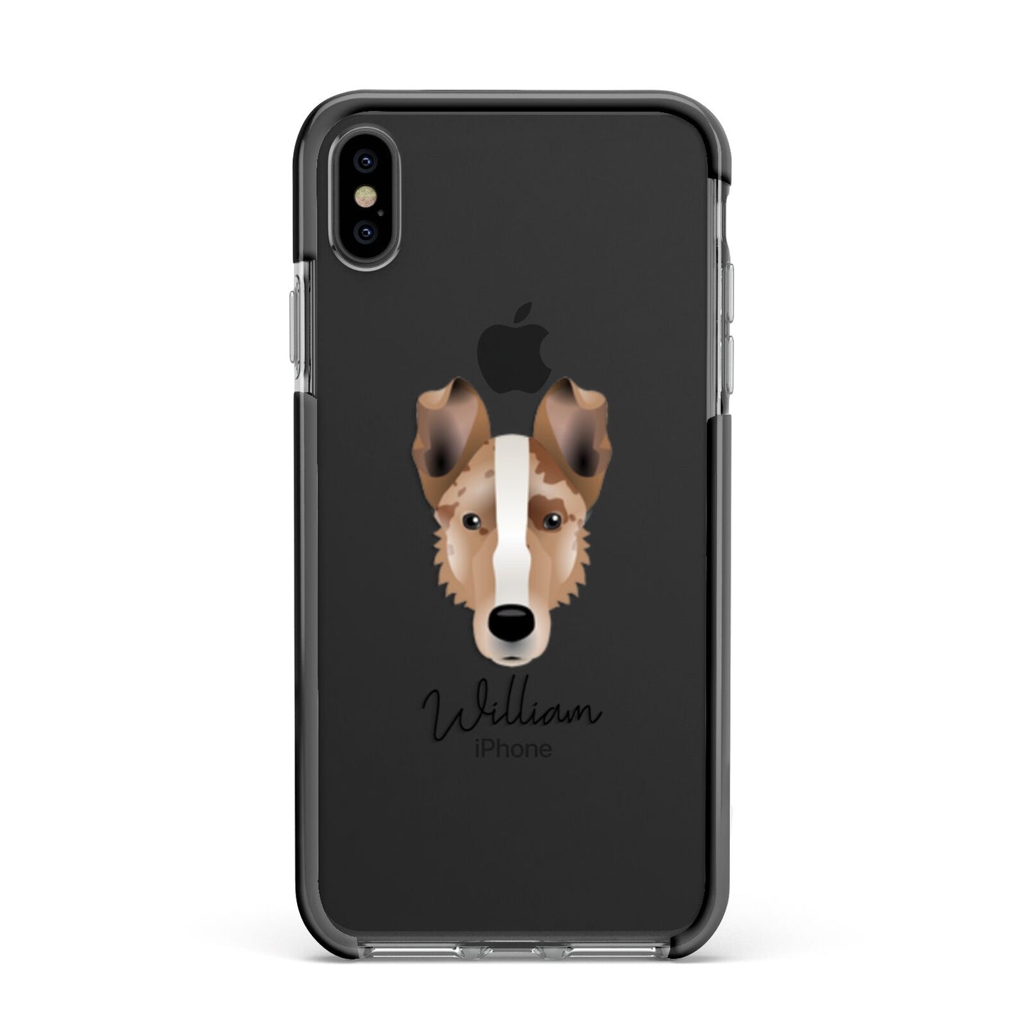 Smooth Collie Personalised Apple iPhone Xs Max Impact Case Black Edge on Black Phone