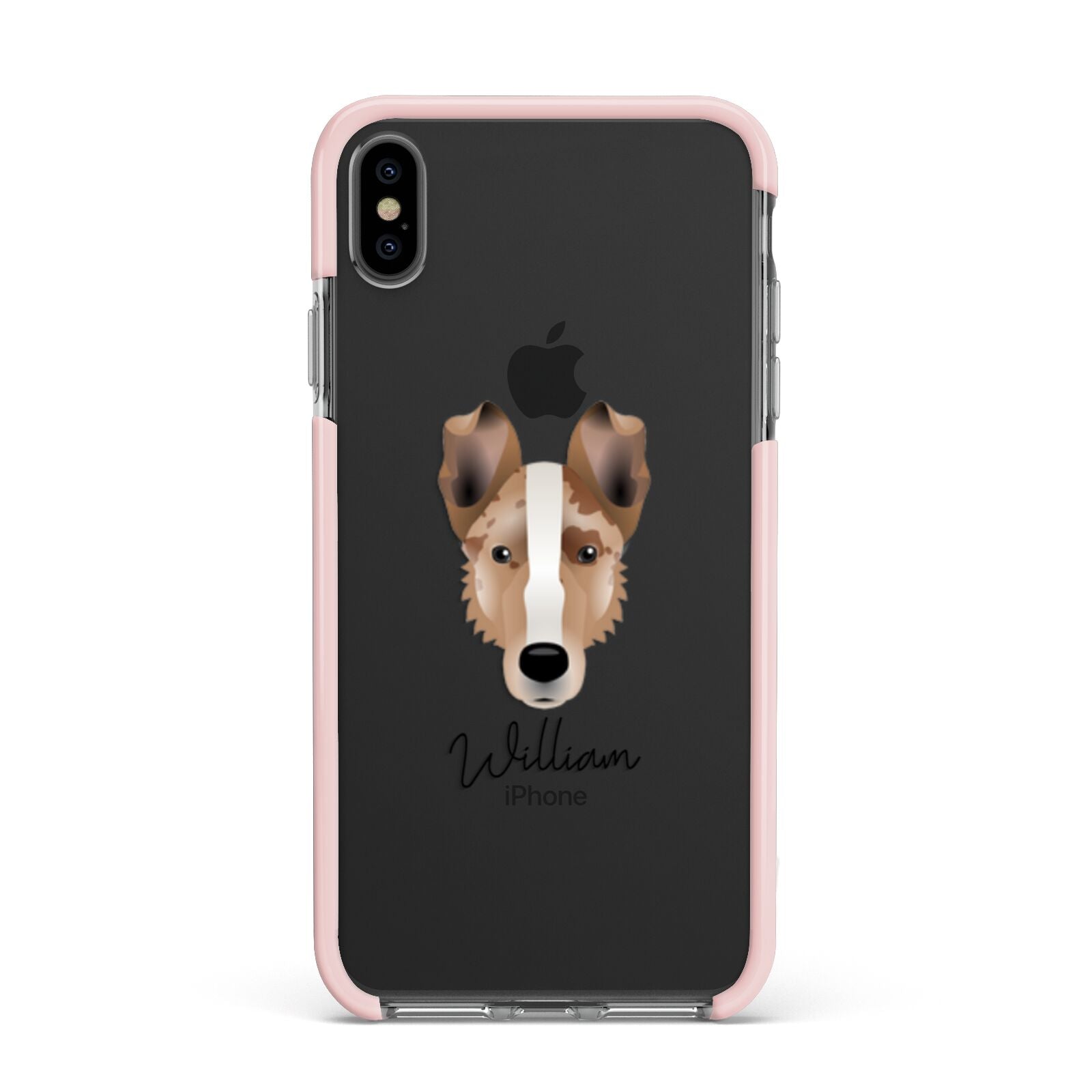 Smooth Collie Personalised Apple iPhone Xs Max Impact Case Pink Edge on Black Phone