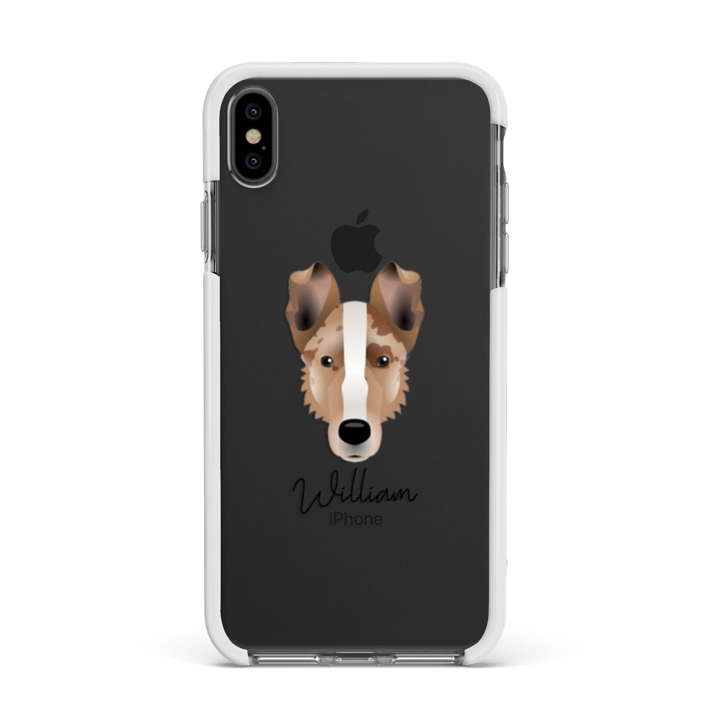 Smooth Collie Personalised Apple iPhone Xs Max Impact Case White Edge on Black Phone