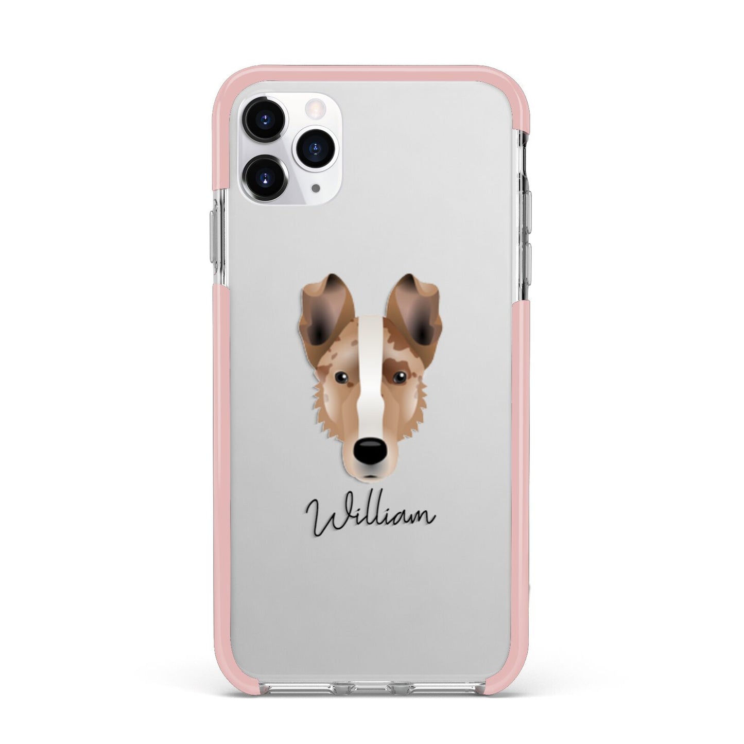 Smooth Collie Personalised iPhone 11 Pro Max Impact Pink Edge Case