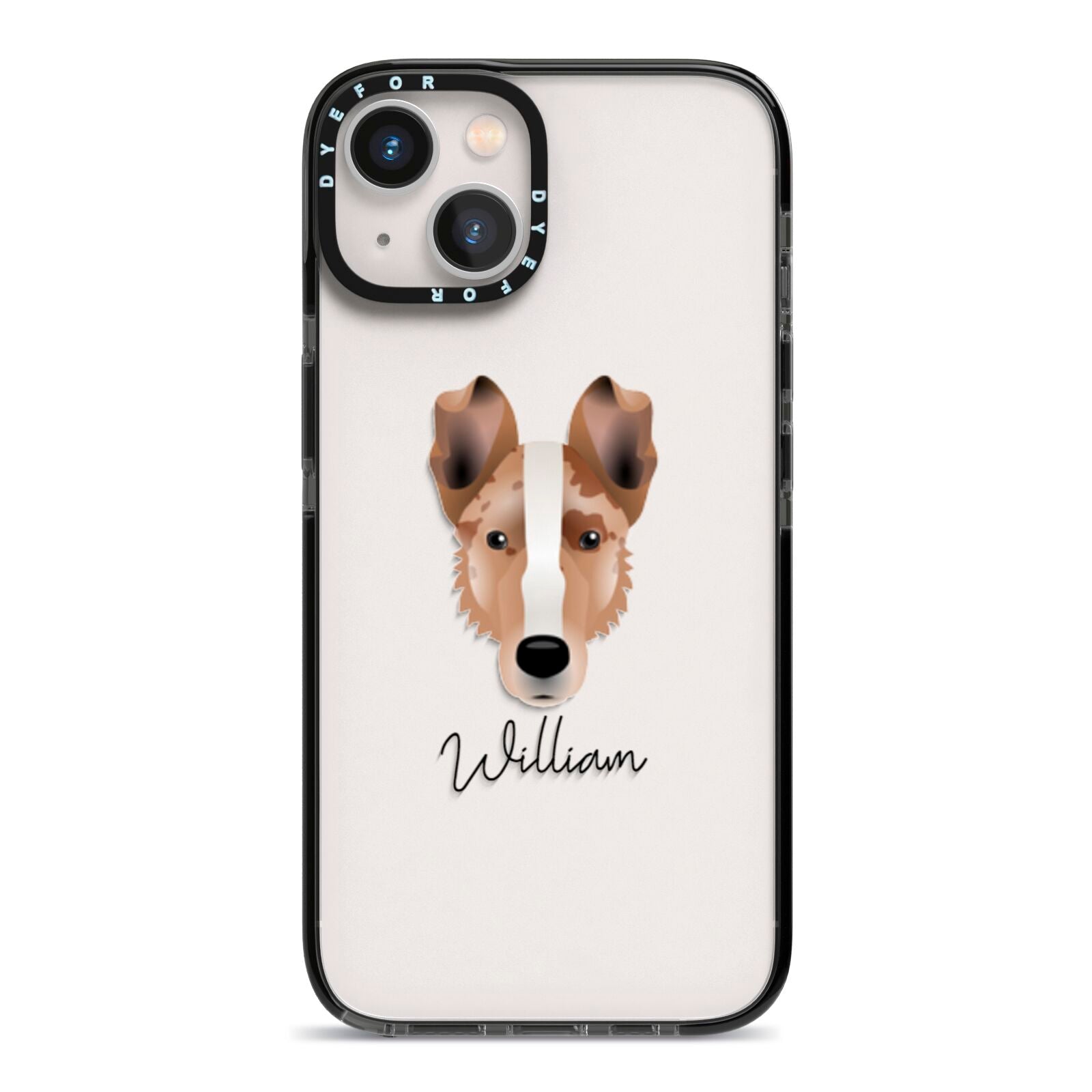 Smooth Collie Personalised iPhone 13 Black Impact Case on Silver phone