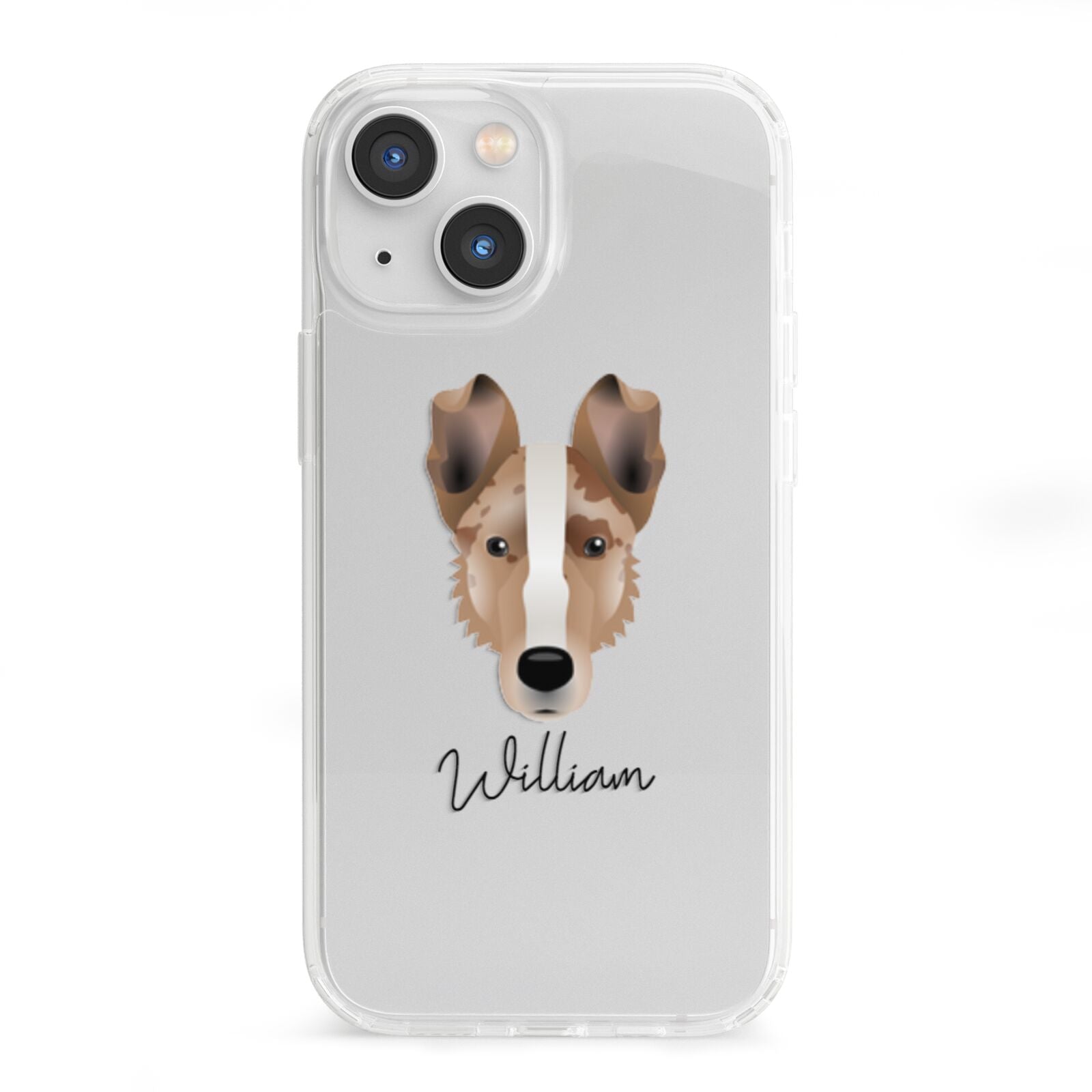 Smooth Collie Personalised iPhone 13 Mini Clear Bumper Case
