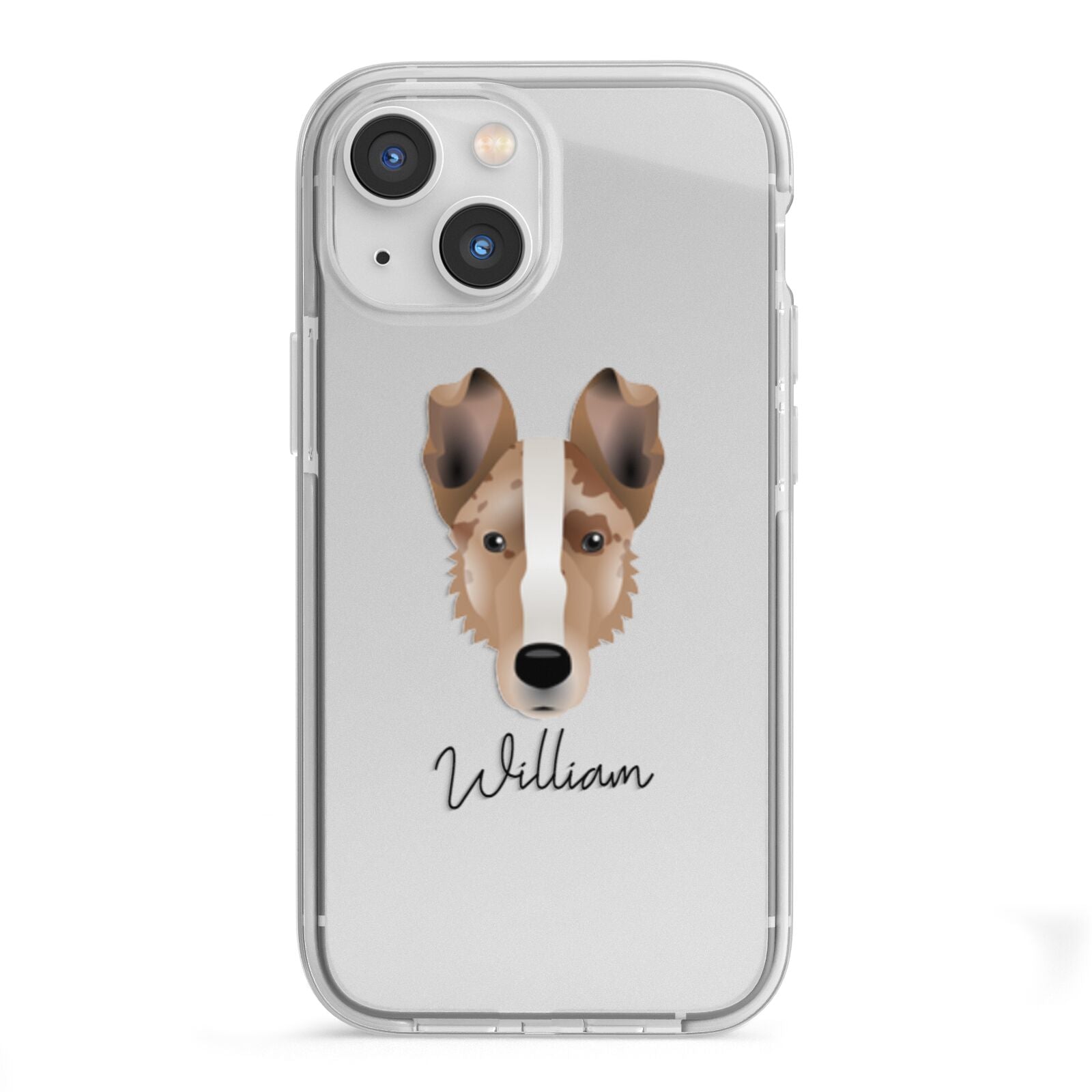 Smooth Collie Personalised iPhone 13 Mini TPU Impact Case with White Edges