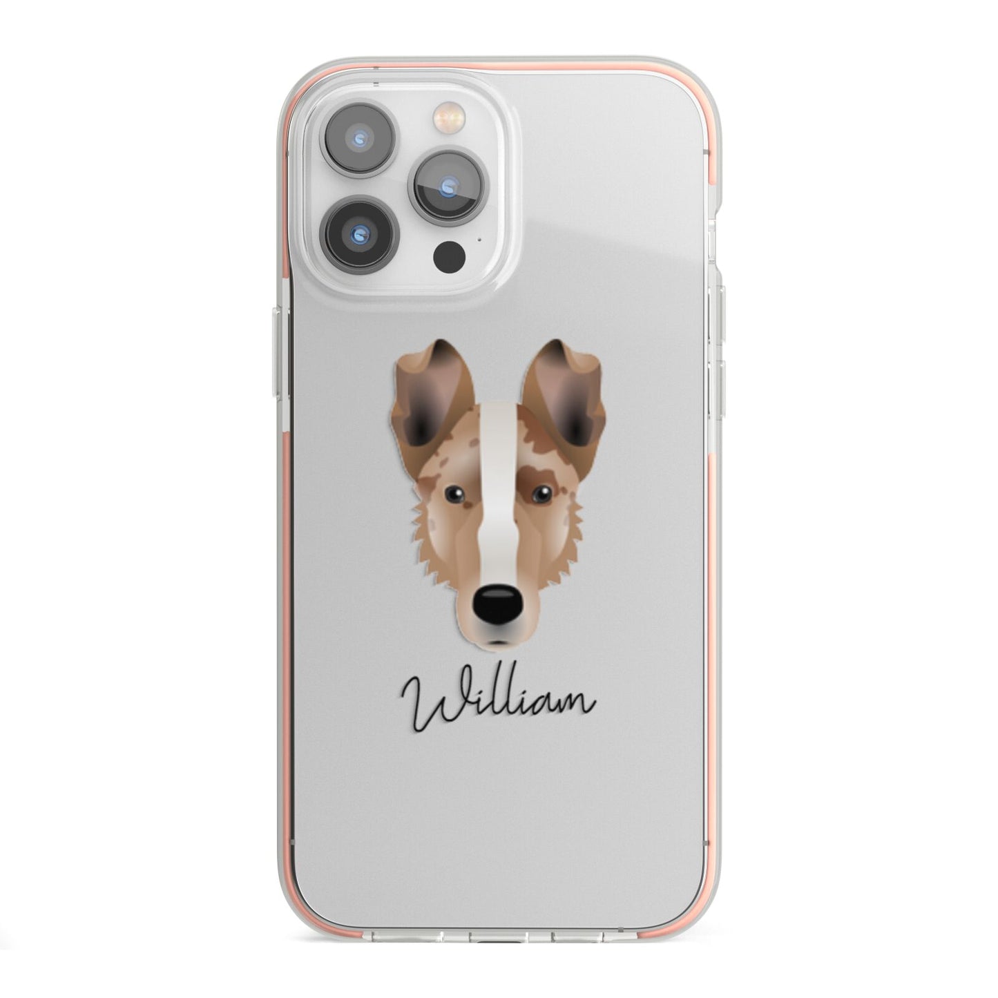 Smooth Collie Personalised iPhone 13 Pro Max TPU Impact Case with Pink Edges