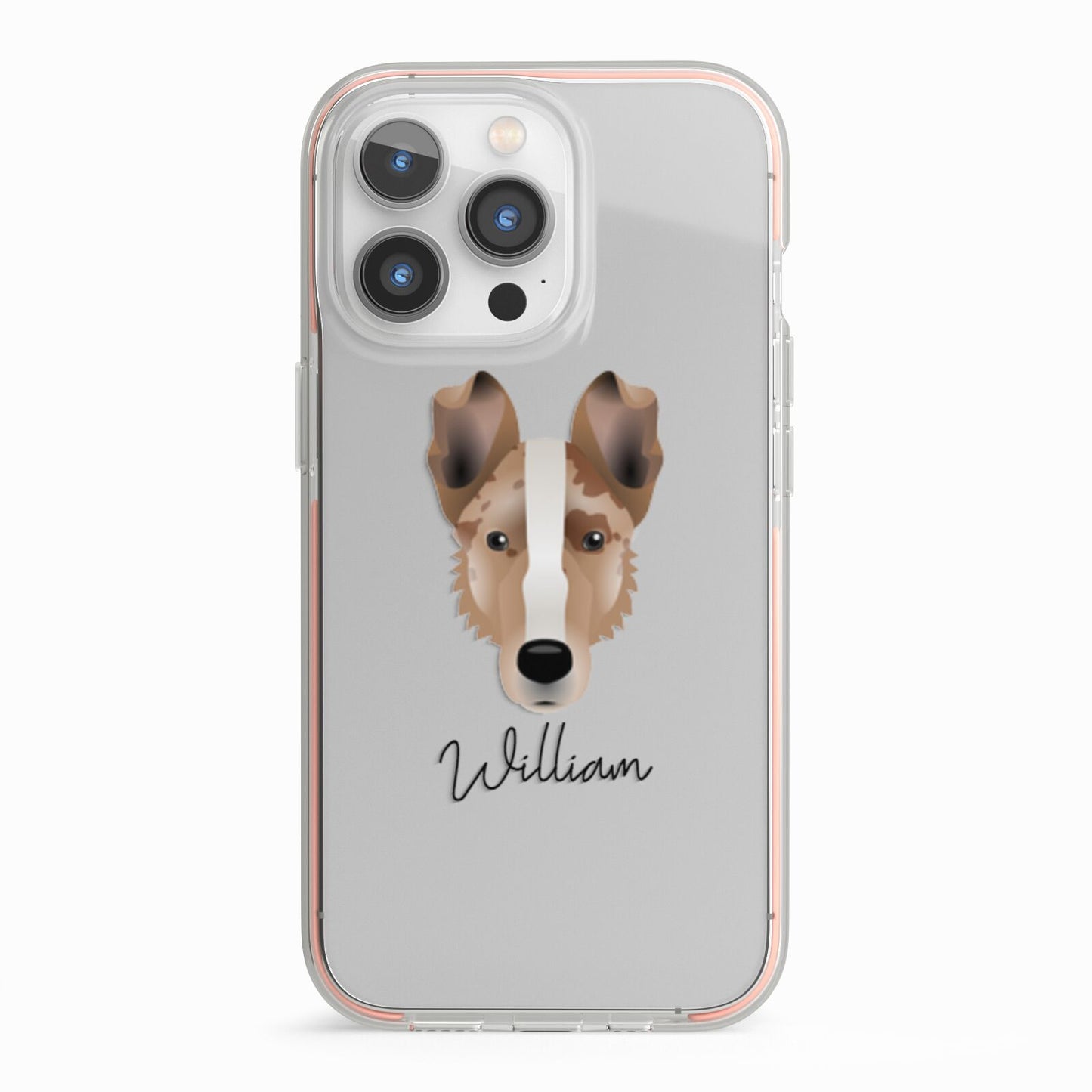 Smooth Collie Personalised iPhone 13 Pro TPU Impact Case with Pink Edges