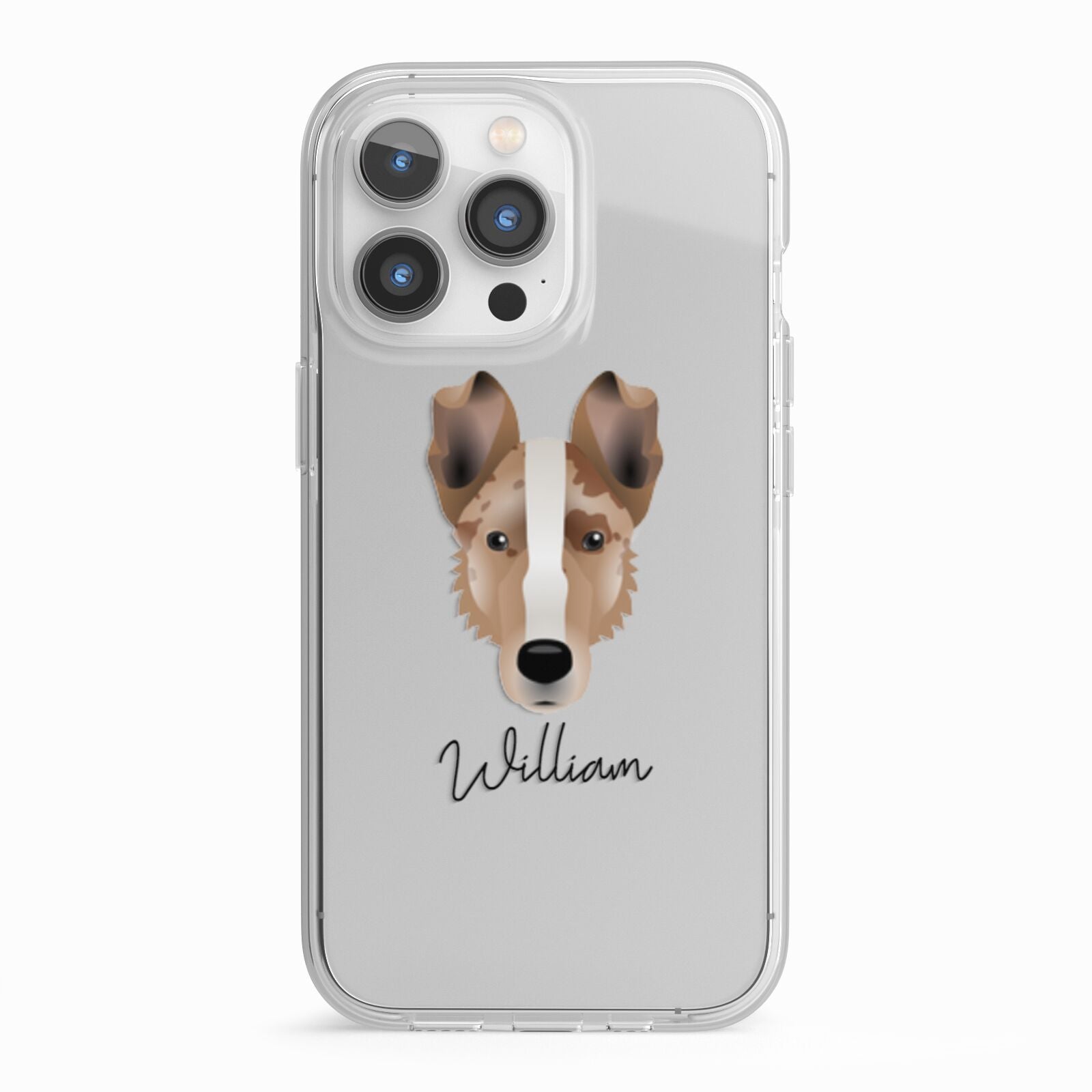 Smooth Collie Personalised iPhone 13 Pro TPU Impact Case with White Edges