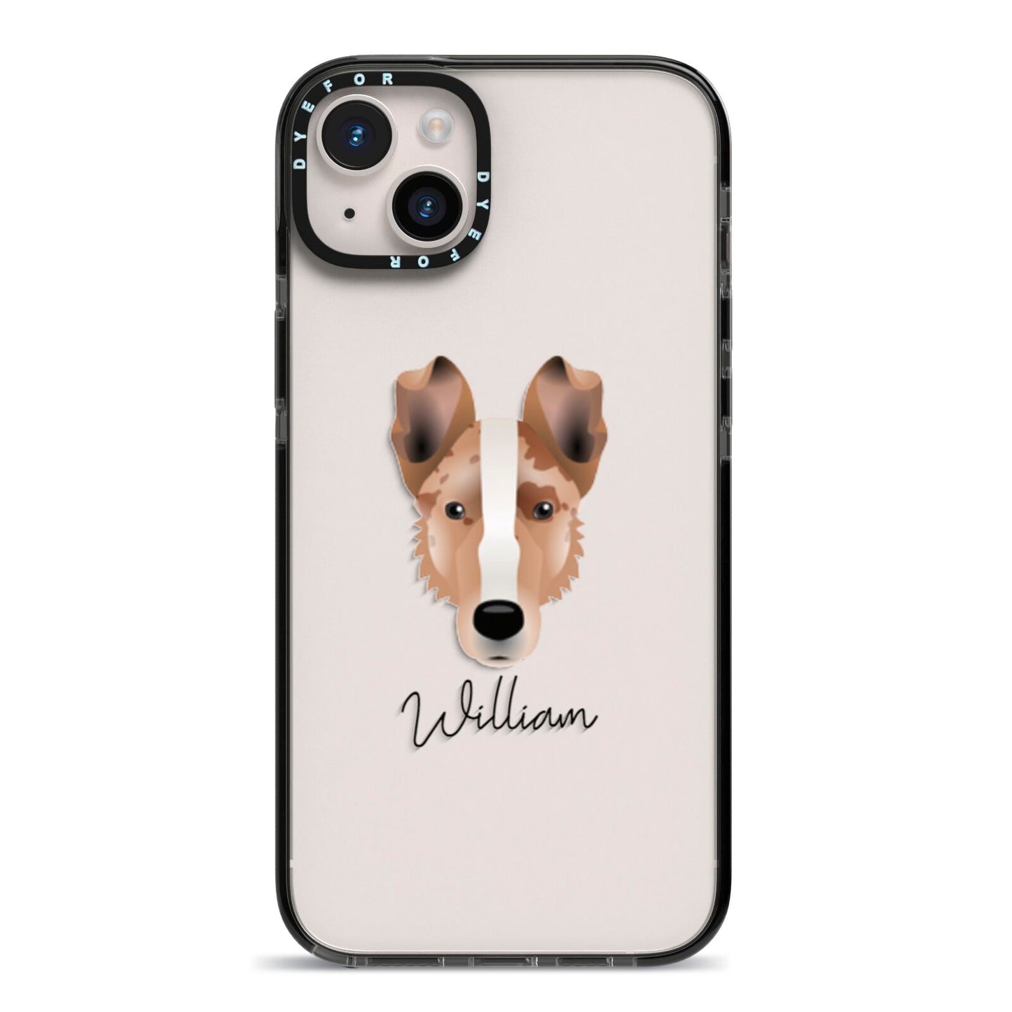 Smooth Collie Personalised iPhone 14 Plus Black Impact Case on Silver phone