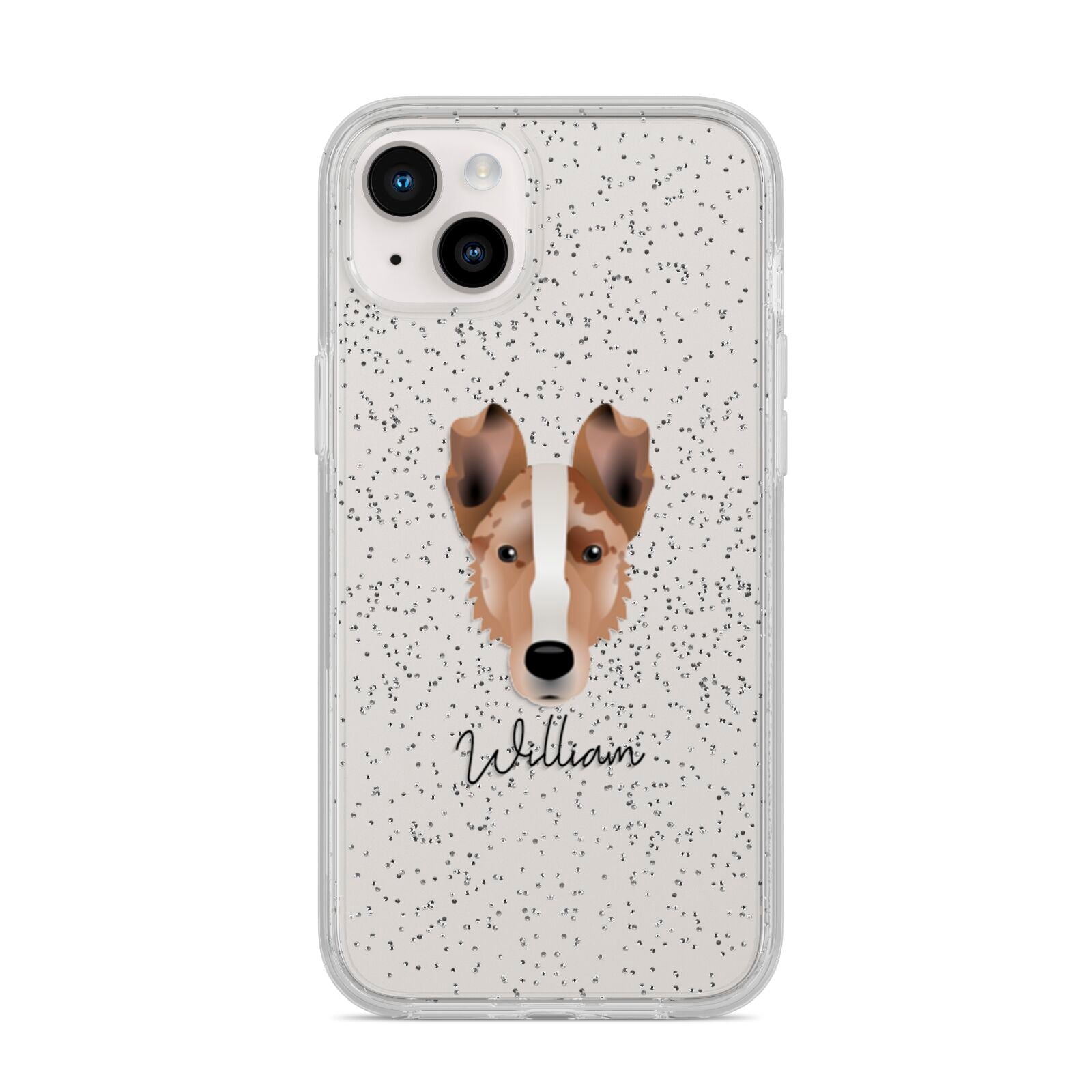 Smooth Collie Personalised iPhone 14 Plus Glitter Tough Case Starlight