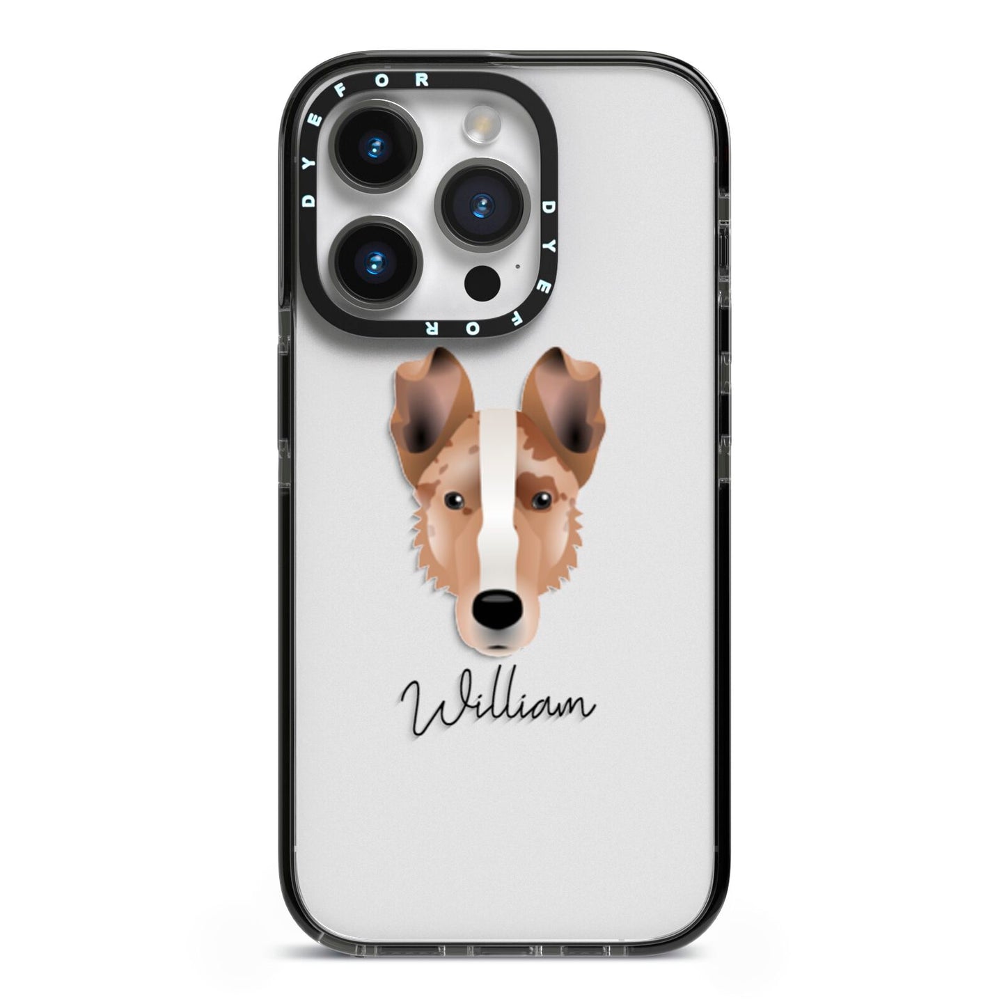 Smooth Collie Personalised iPhone 14 Pro Black Impact Case on Silver phone