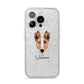 Smooth Collie Personalised iPhone 14 Pro Glitter Tough Case Silver