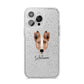 Smooth Collie Personalised iPhone 14 Pro Max Glitter Tough Case Silver