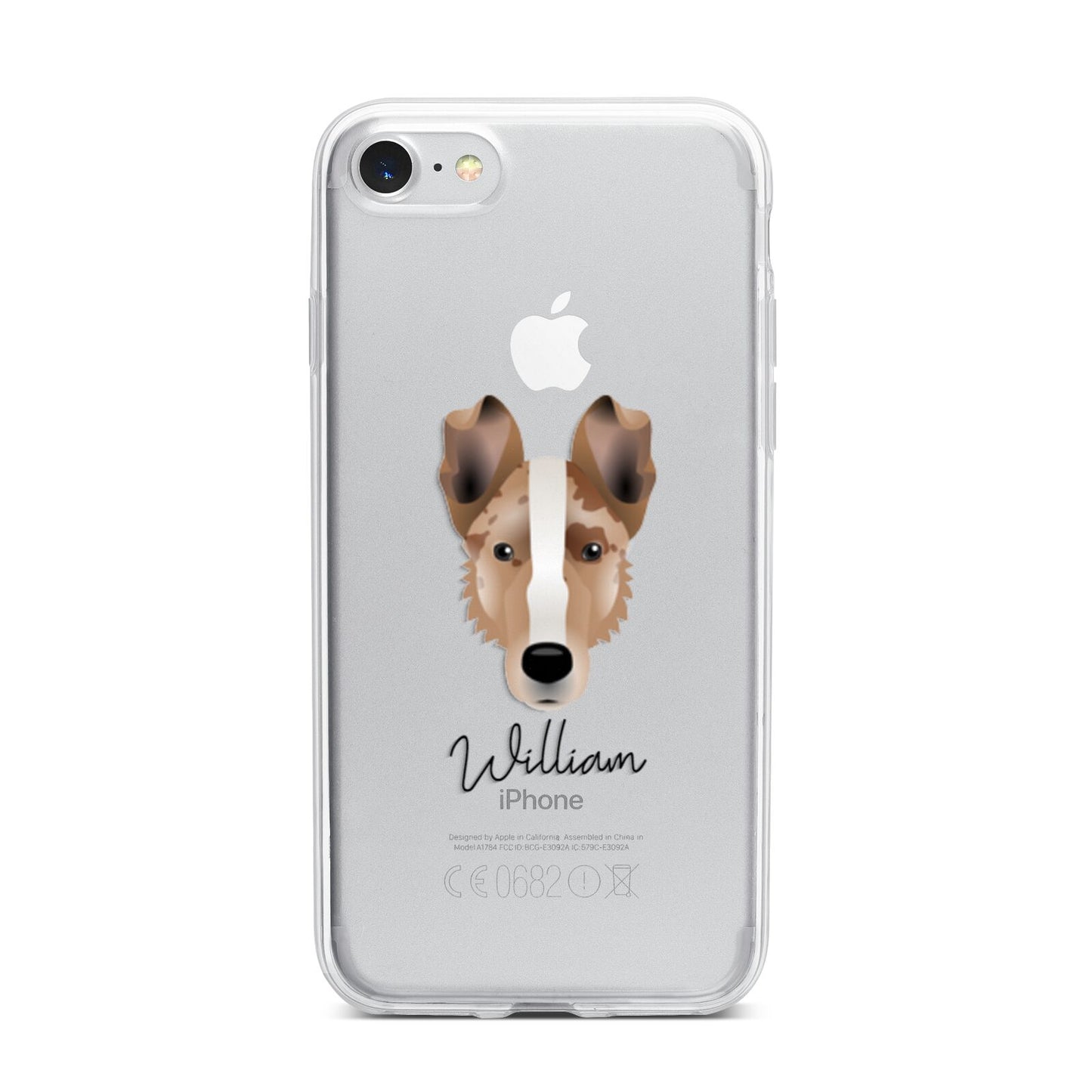 Smooth Collie Personalised iPhone 7 Bumper Case on Silver iPhone