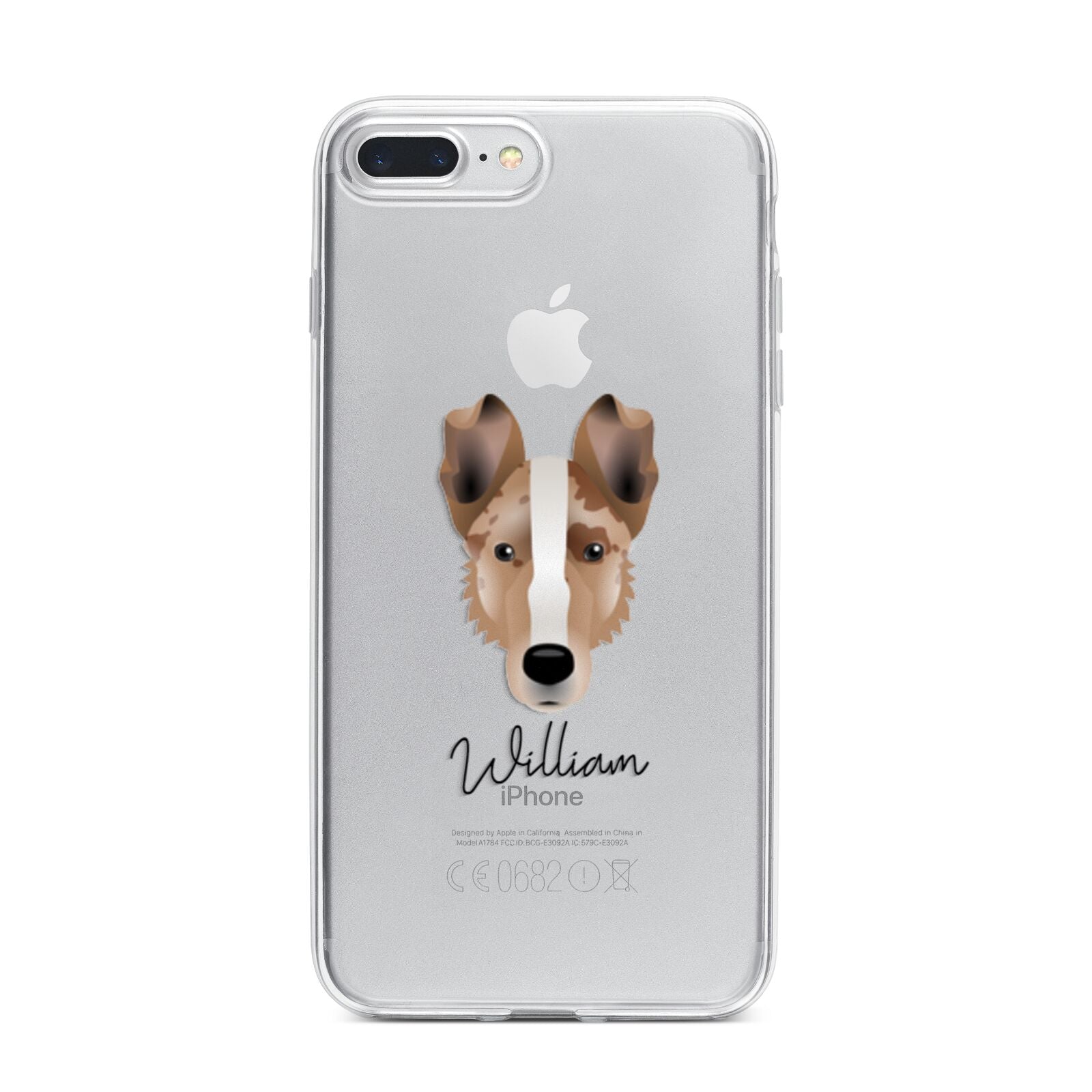 Smooth Collie Personalised iPhone 7 Plus Bumper Case on Silver iPhone