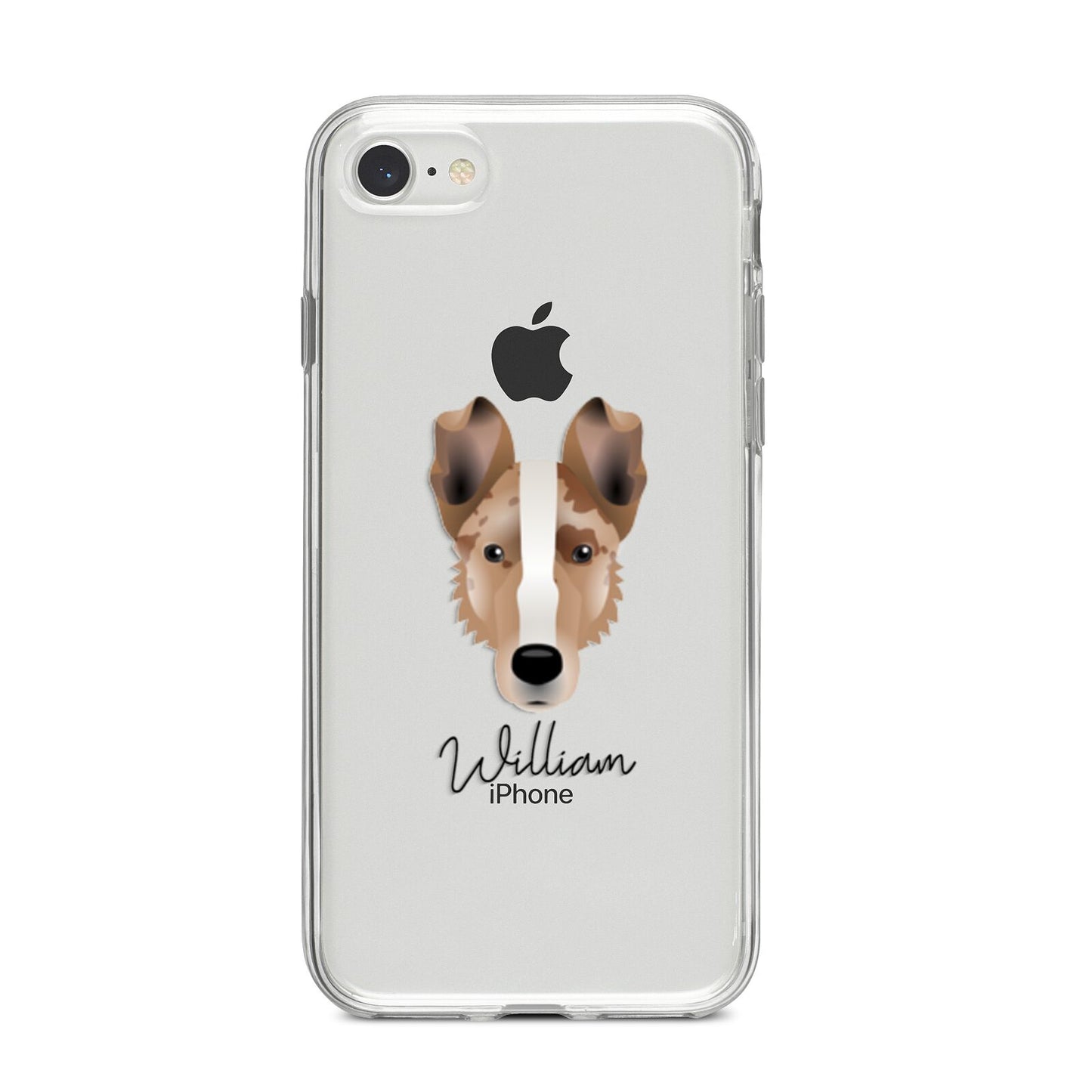 Smooth Collie Personalised iPhone 8 Bumper Case on Silver iPhone