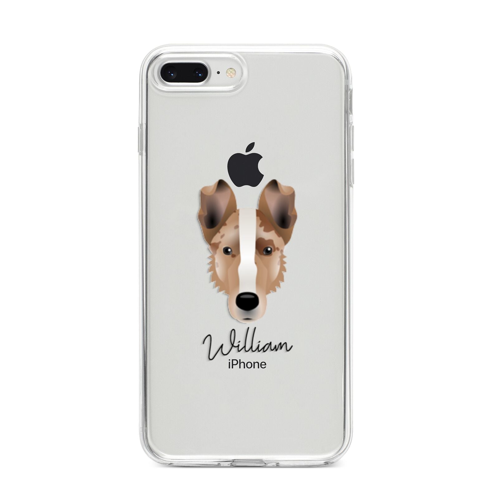 Smooth Collie Personalised iPhone 8 Plus Bumper Case on Silver iPhone