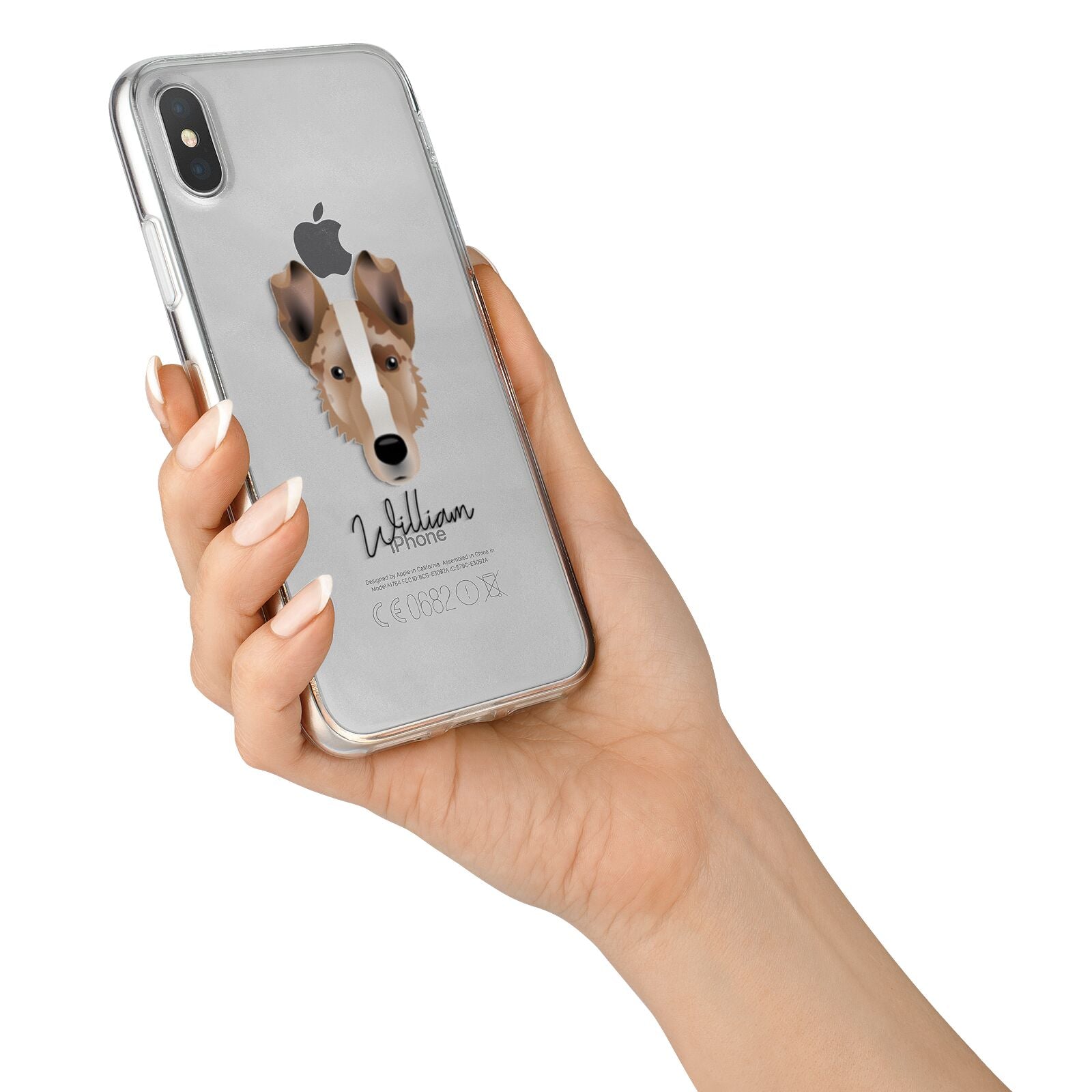 Smooth Collie Personalised iPhone X Bumper Case on Silver iPhone Alternative Image 2