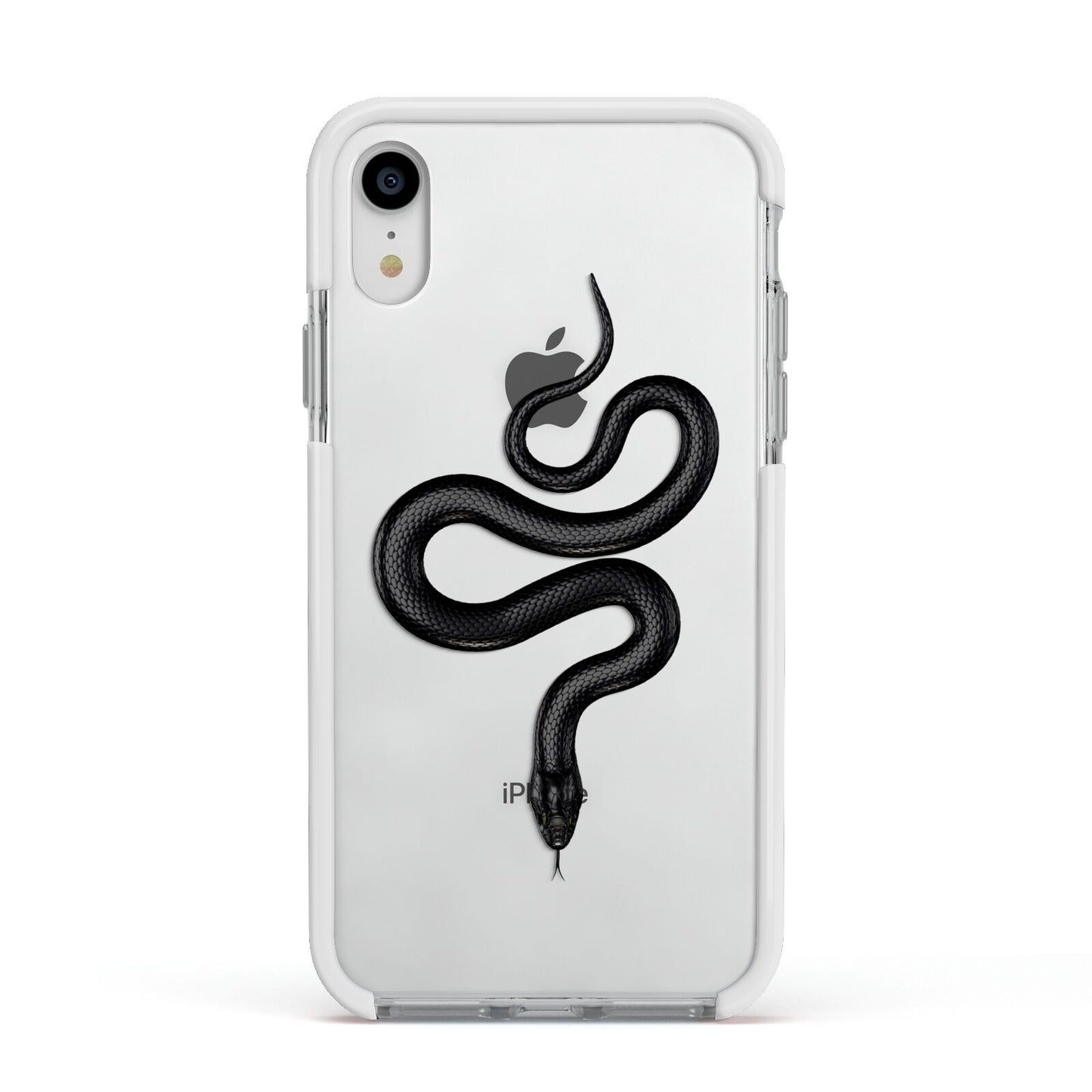 Snake Apple iPhone XR Impact Case White Edge on Silver Phone