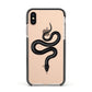 Snake Apple iPhone Xs Impact Case Black Edge on Gold Phone