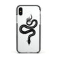 Snake Apple iPhone Xs Impact Case Black Edge on Silver Phone