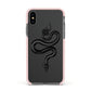 Snake Apple iPhone Xs Impact Case Pink Edge on Black Phone