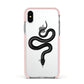 Snake Apple iPhone Xs Impact Case Pink Edge on Silver Phone