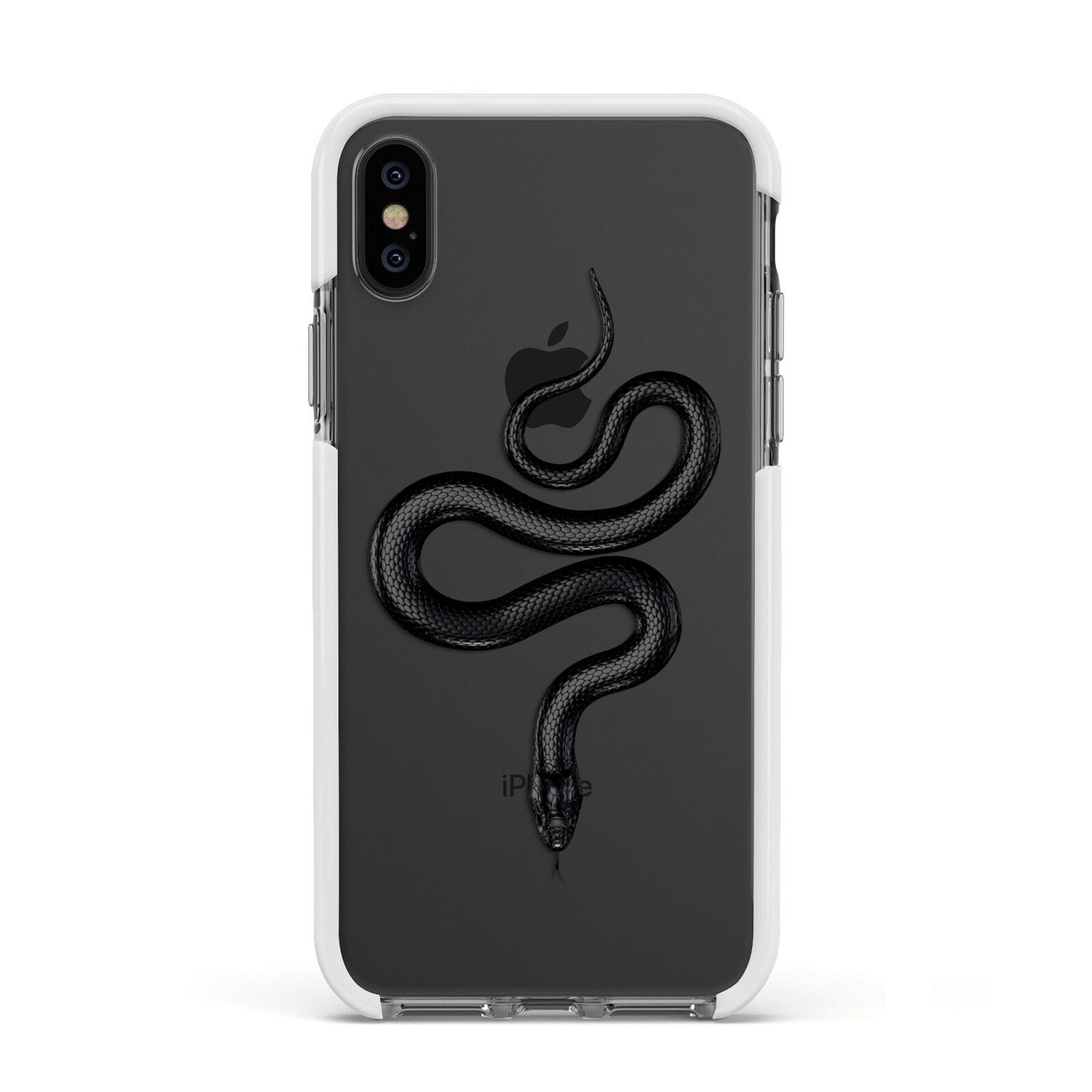 Snake Apple iPhone Xs Impact Case White Edge on Black Phone