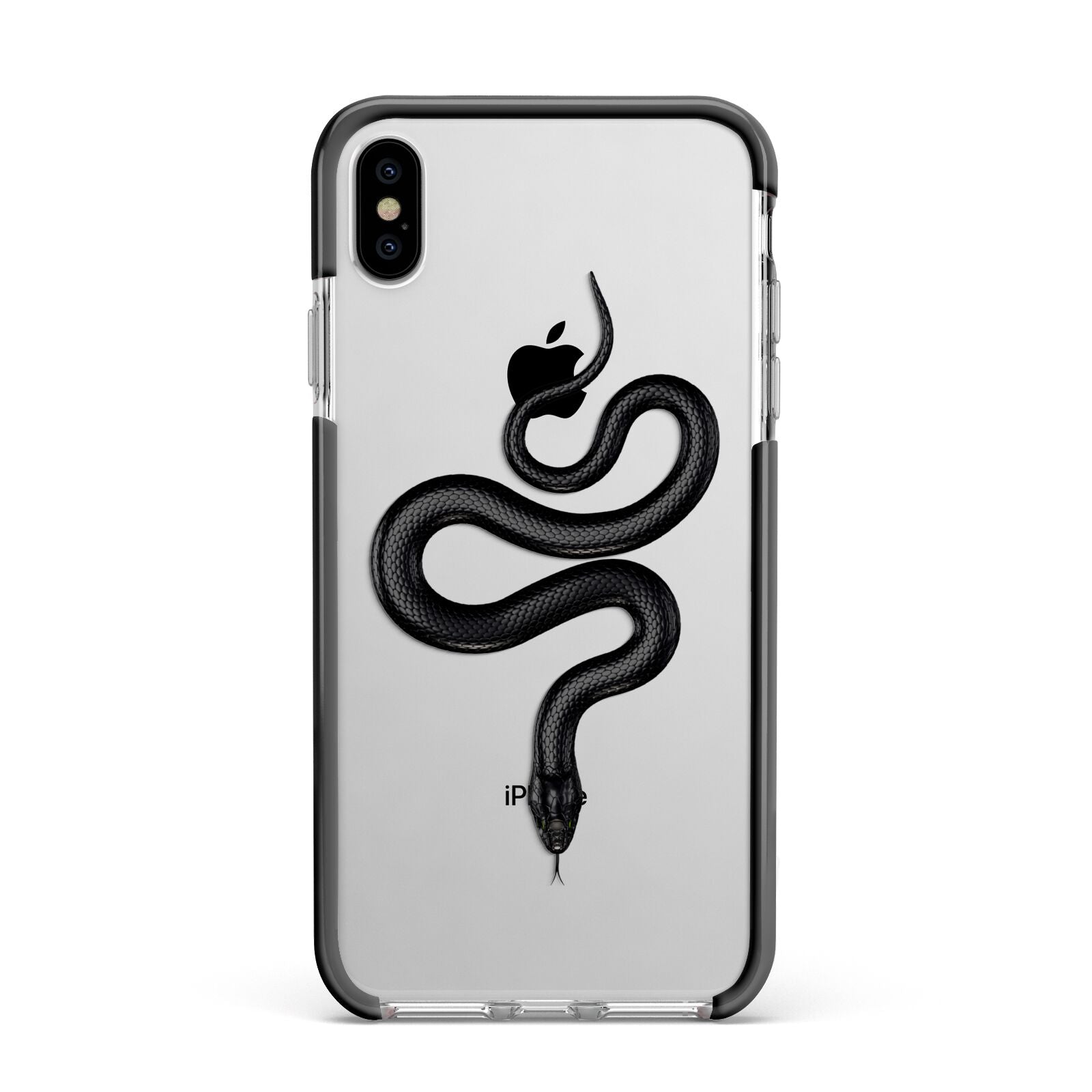 Snake Apple iPhone Xs Max Impact Case Black Edge on Silver Phone