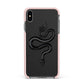 Snake Apple iPhone Xs Max Impact Case Pink Edge on Black Phone