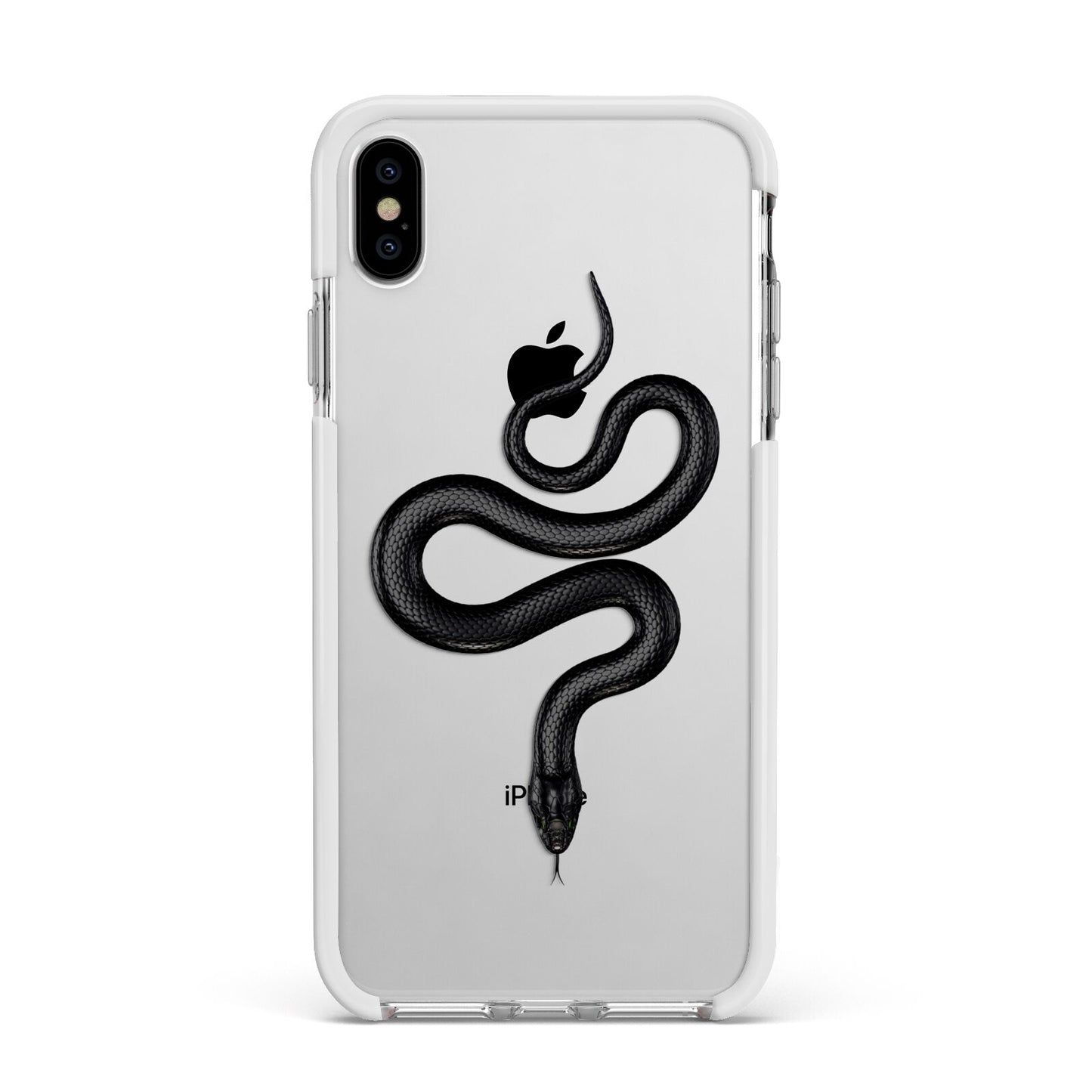 Snake Apple iPhone Xs Max Impact Case White Edge on Silver Phone