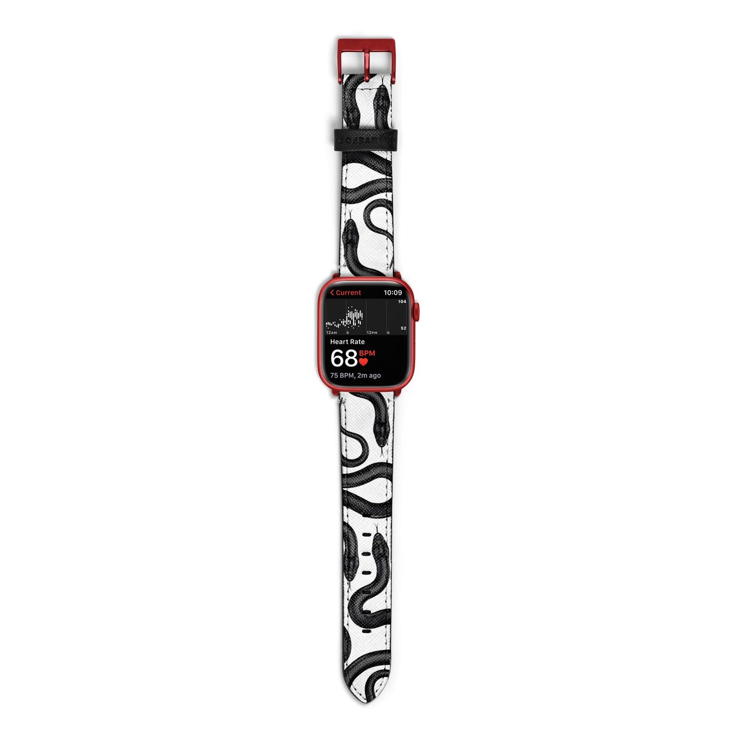 Snake Pattern Apple Watch Strap Size 38mm with Red Hardware