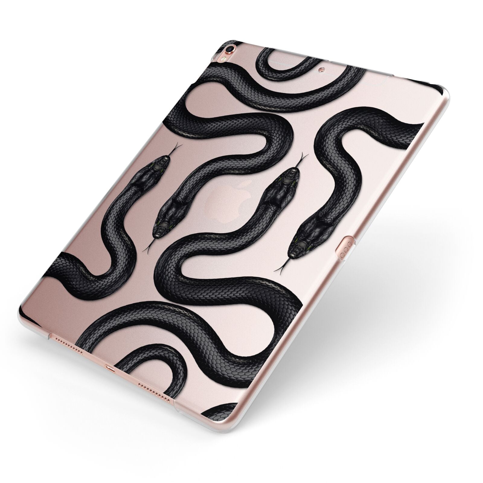 Snake Pattern Apple iPad Case on Rose Gold iPad Side View