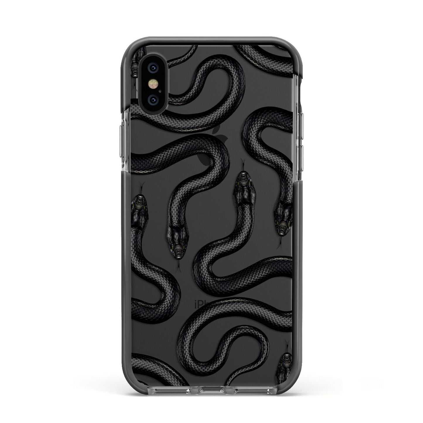 Snake Pattern Apple iPhone Xs Impact Case Black Edge on Black Phone