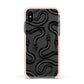 Snake Pattern Apple iPhone Xs Impact Case Pink Edge on Black Phone
