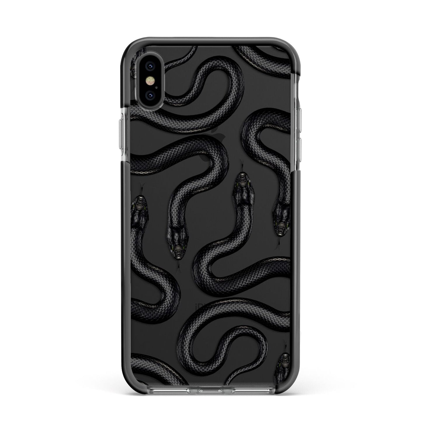 Snake Pattern Apple iPhone Xs Max Impact Case Black Edge on Black Phone