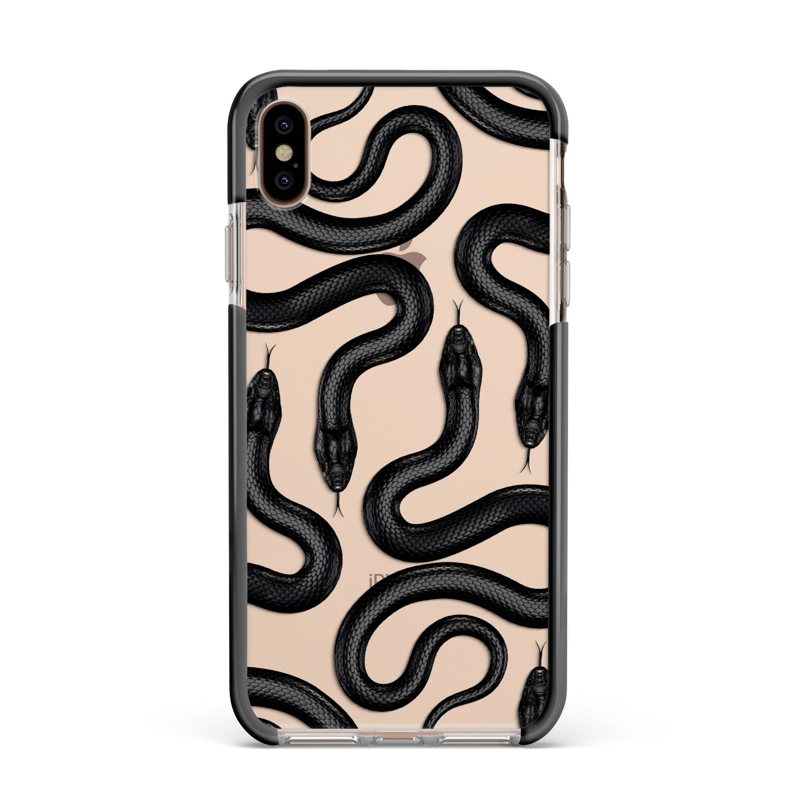Snake Pattern Apple iPhone Xs Max Impact Case Black Edge on Gold Phone
