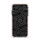 Snake Pattern Apple iPhone Xs Max Impact Case Pink Edge on Black Phone