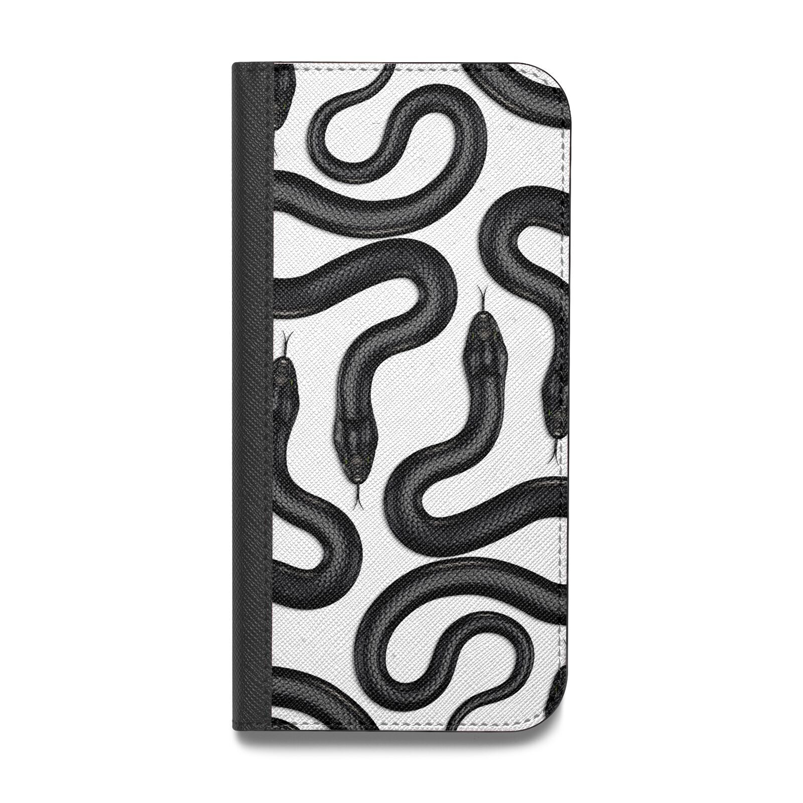 Snake Pattern Vegan Leather Flip iPhone Case