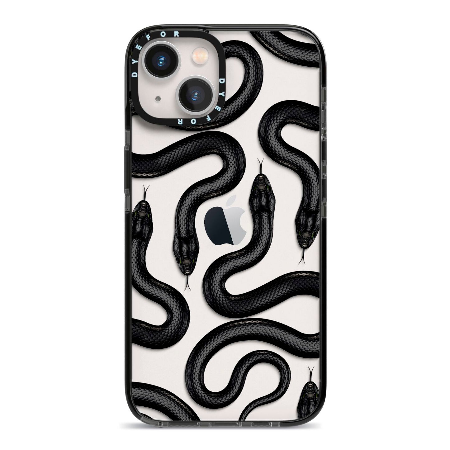 Snake Pattern iPhone 13 Black Impact Case on Silver phone
