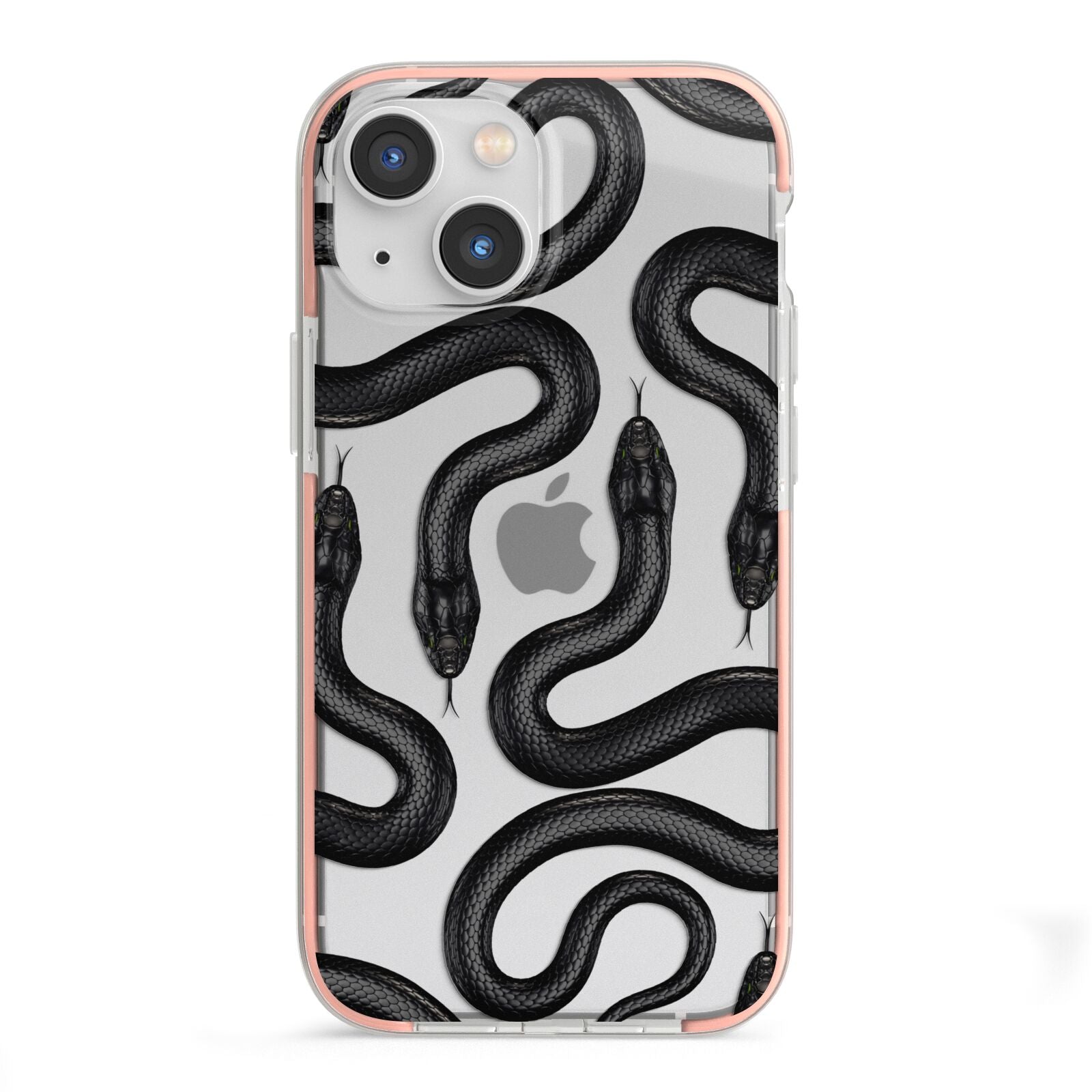 Snake Pattern iPhone 13 Mini TPU Impact Case with Pink Edges