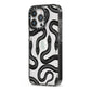 Snake Pattern iPhone 13 Pro Black Impact Case Side Angle on Silver phone